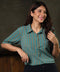 Printed Detailed Formal Green Shirt